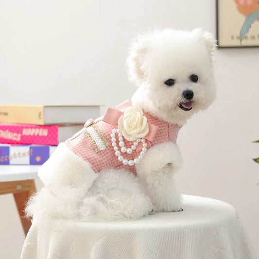 Pet Clothes Autumn Winter New Small Puppy Happy Dog Cat Warm Comfortable Rich Pink Heart Fragrance Vest