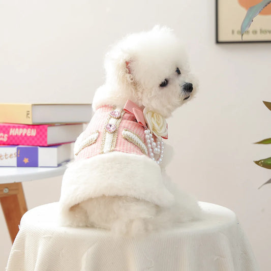 Pet Clothes Autumn Winter New Small Puppy Happy Dog Cat Warm Comfortable Rich Pink Heart Fragrance Vest