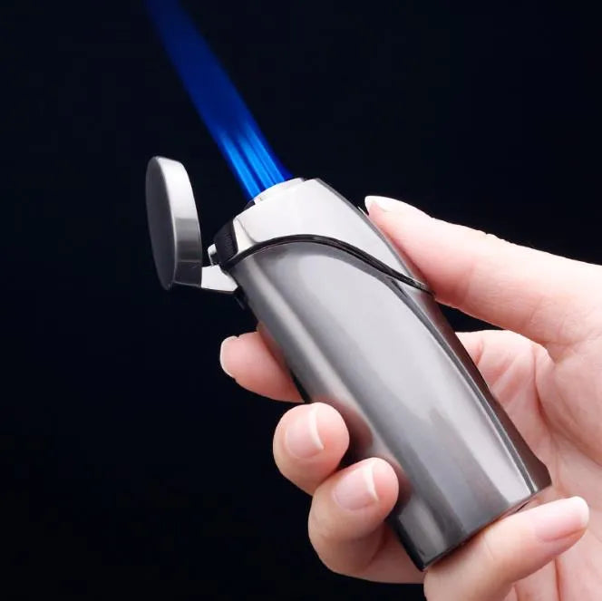 Brand Windproof Strong three Flame Cigarette Lighters USB Electric Touch Fire 4 Colors Jet Cigar Lighter NO Gas Gadgets For Men
