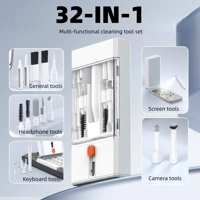 All-inclusive Multi-tool Kit for PC Care - Featuring Keyboard Scrubbers, Screen Wipers, and Smartphone Gadgets