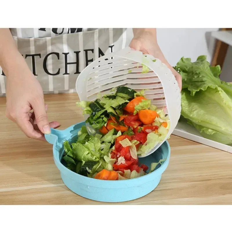 1PC Creative Salad Cutter Bowl Fruit Chopper Slicers Multifunction Salad Maker Fruit Vegetable Cutting Kitchen Gadget Cutter